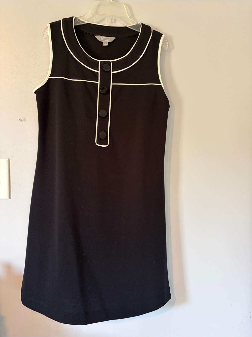 Merona Black Sleeveless Shift Dress with White Piping